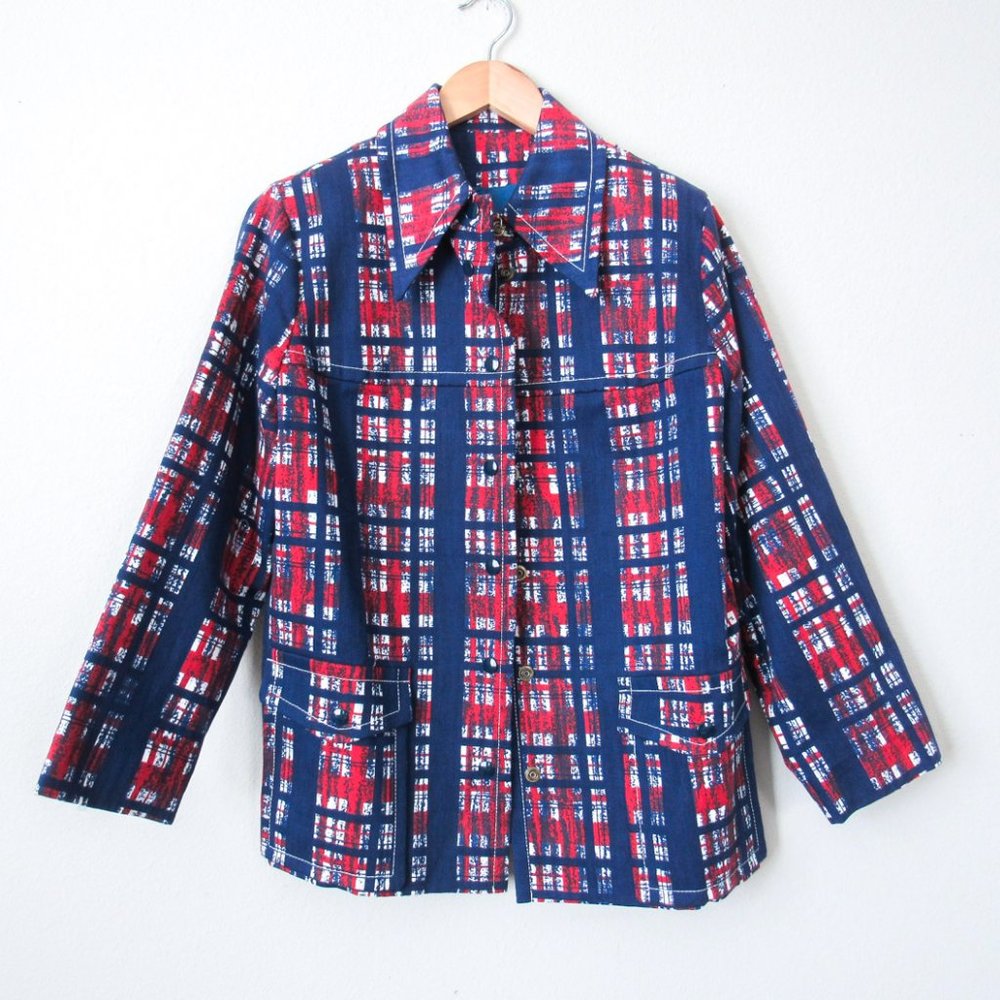 VINTAGE Plaid Structured Blazer Jacket Preppy